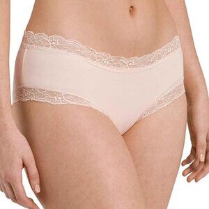 HANRO Women's Cotton Lace Hipster 72438, Powder, Large